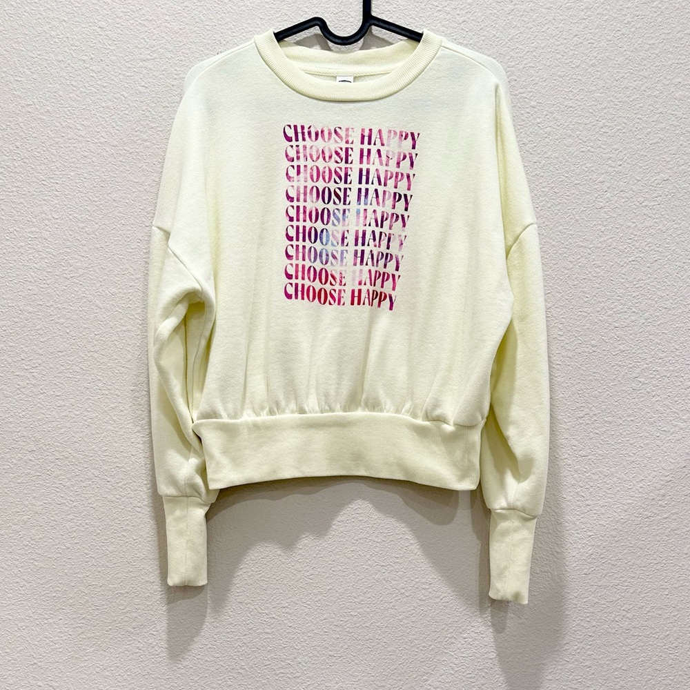 Pre-loved! OLD NAVY Yellow Choose Happy Fleece Lined Sweatshirt!